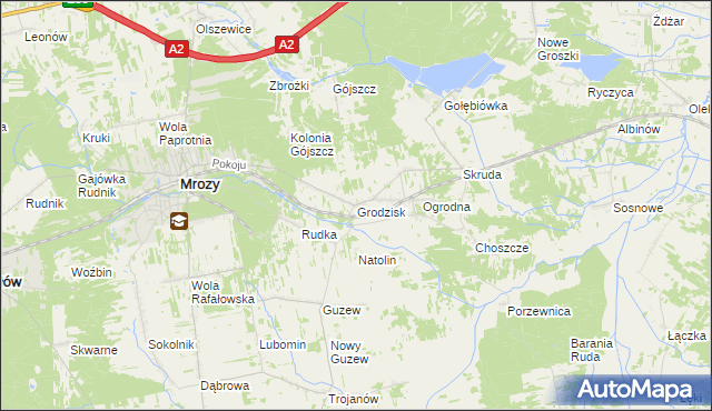 mapa Grodzisk gmina Mrozy, Grodzisk gmina Mrozy na mapie Targeo