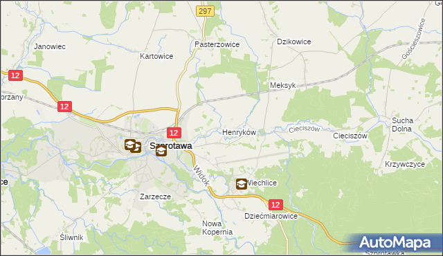 mapa Henryków gmina Szprotawa, Henryków gmina Szprotawa na mapie Targeo