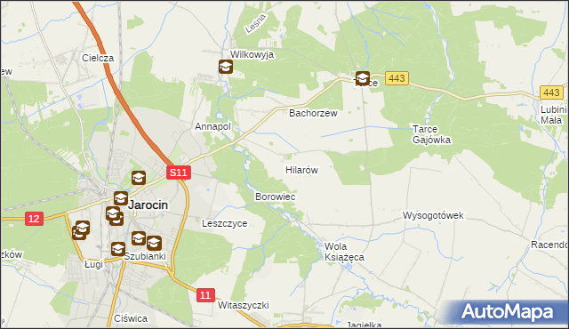 mapa Hilarów gmina Jarocin, Hilarów gmina Jarocin na mapie Targeo