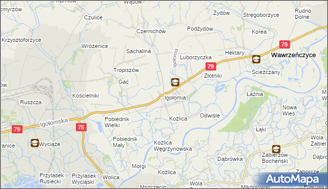mapa Igołomia, Igołomia na mapie Targeo