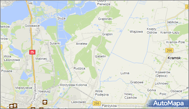 mapa Izabelin gmina Kramsk, Izabelin gmina Kramsk na mapie Targeo