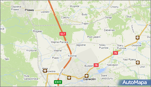 mapa Jagodne gmina Garwolin, Jagodne gmina Garwolin na mapie Targeo