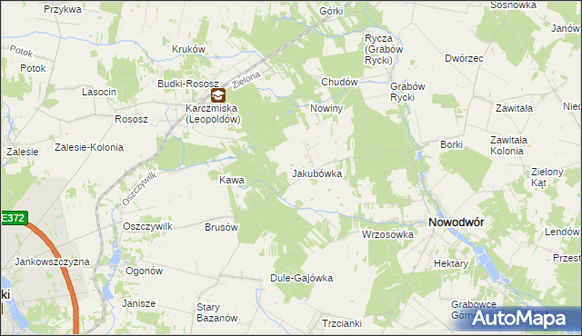 mapa Jakubówka gmina Nowodwór, Jakubówka gmina Nowodwór na mapie Targeo