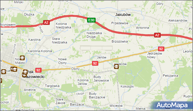 mapa Janów gmina Mińsk Mazowiecki, Janów gmina Mińsk Mazowiecki na mapie Targeo