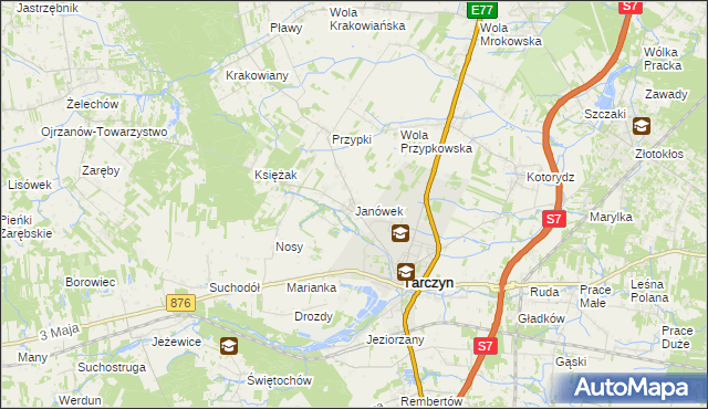 mapa Janówek gmina Tarczyn, Janówek gmina Tarczyn na mapie Targeo