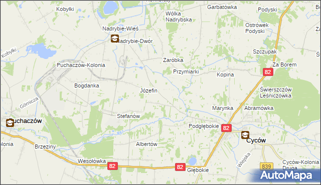 mapa Janowica gmina Cyców, Janowica gmina Cyców na mapie Targeo