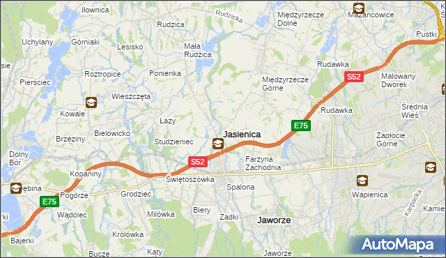 mapa Jasienica powiat bielski, Jasienica powiat bielski na mapie Targeo