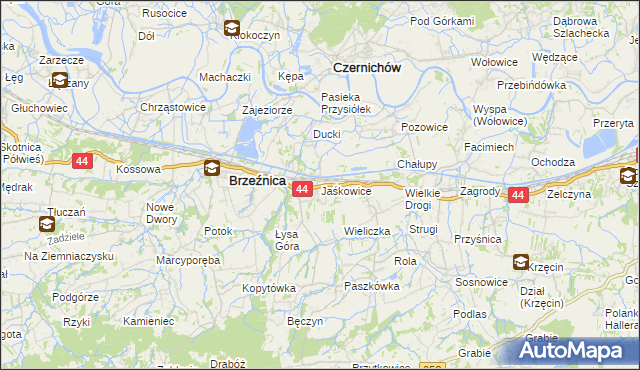 mapa Jaśkowice gmina Skawina, Jaśkowice gmina Skawina na mapie Targeo