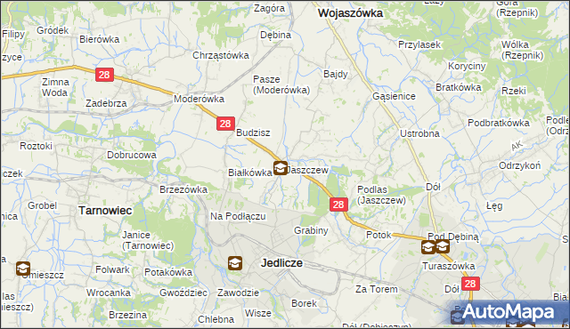mapa Jaszczew, Jaszczew na mapie Targeo
