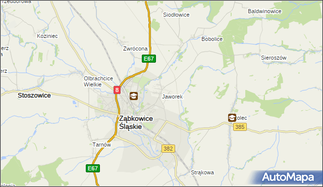 mapa Jaworek gmina Ząbkowice Śląskie, Jaworek gmina Ząbkowice Śląskie na mapie Targeo