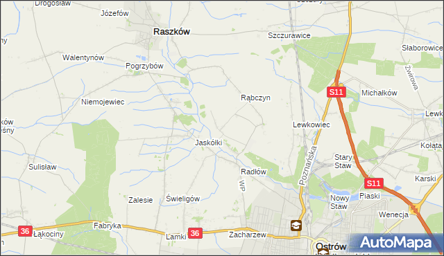mapa Jelitów gmina Raszków, Jelitów gmina Raszków na mapie Targeo