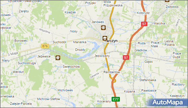 mapa Jeziorzany gmina Tarczyn, Jeziorzany gmina Tarczyn na mapie Targeo