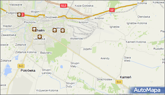 mapa Józefin gmina Kamień, Józefin gmina Kamień na mapie Targeo