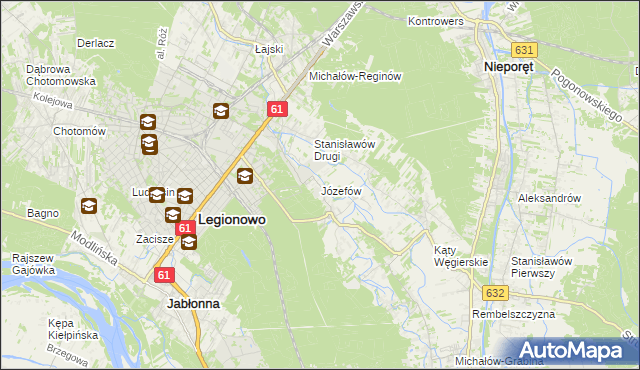 mapa Józefów gmina Nieporęt, Józefów gmina Nieporęt na mapie Targeo