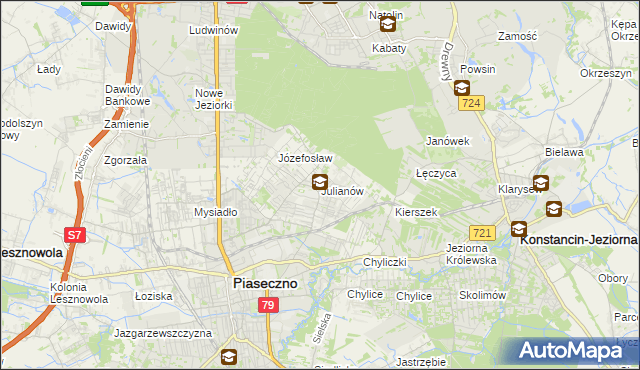 mapa Julianów gmina Piaseczno, Julianów gmina Piaseczno na mapie Targeo