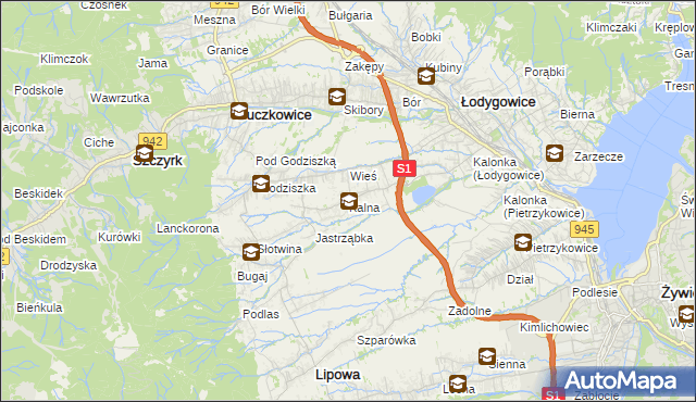 mapa Kalna, Kalna na mapie Targeo