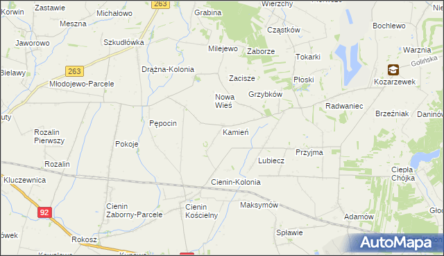 mapa Kamień gmina Słupca, Kamień gmina Słupca na mapie Targeo