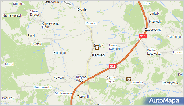 mapa Kamień powiat rzeszowski, Kamień powiat rzeszowski na mapie Targeo