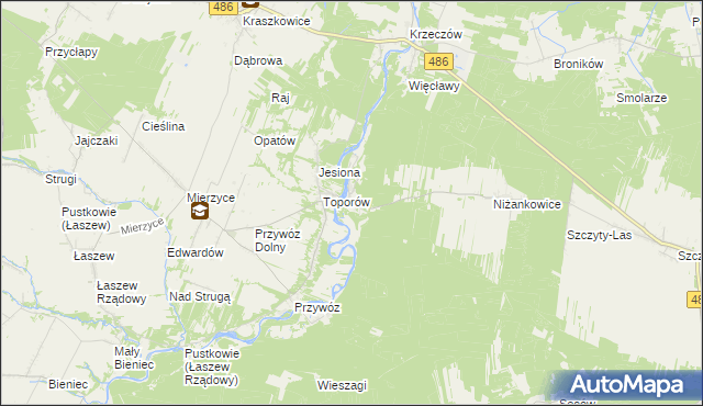 mapa Kamion gmina Wierzchlas, Kamion gmina Wierzchlas na mapie Targeo