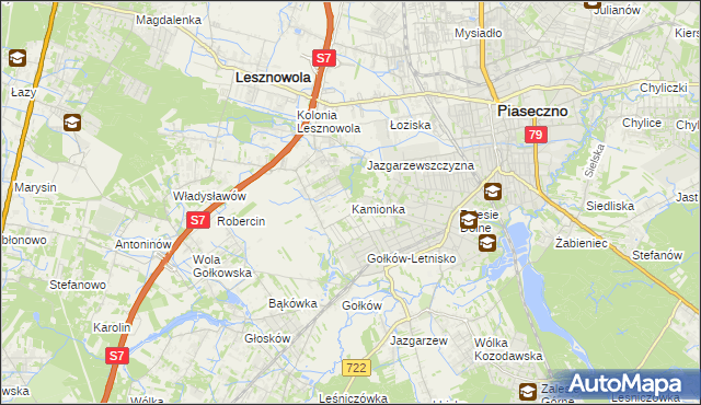 mapa Kamionka gmina Piaseczno, Kamionka gmina Piaseczno na mapie Targeo