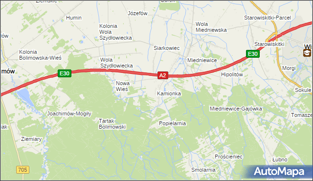 mapa Kamionka gmina Wiskitki, Kamionka gmina Wiskitki na mapie Targeo