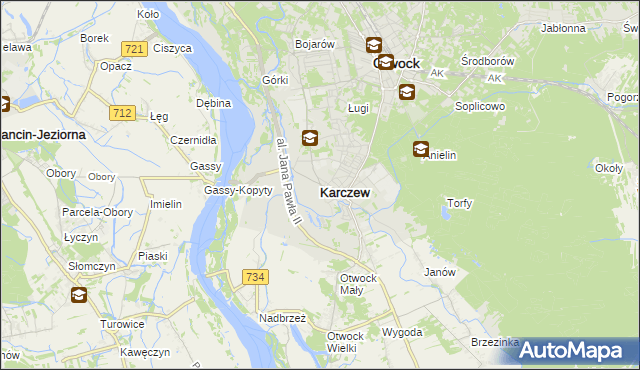 mapa Karczew powiat otwocki, Karczew powiat otwocki na mapie Targeo