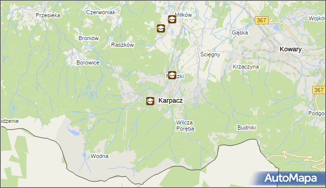 mapa Karpacz, Karpacz na mapie Targeo