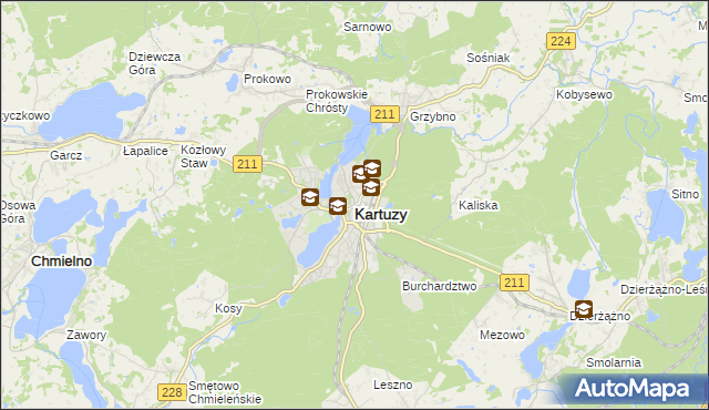 mapa Kartuzy, Kartuzy na mapie Targeo