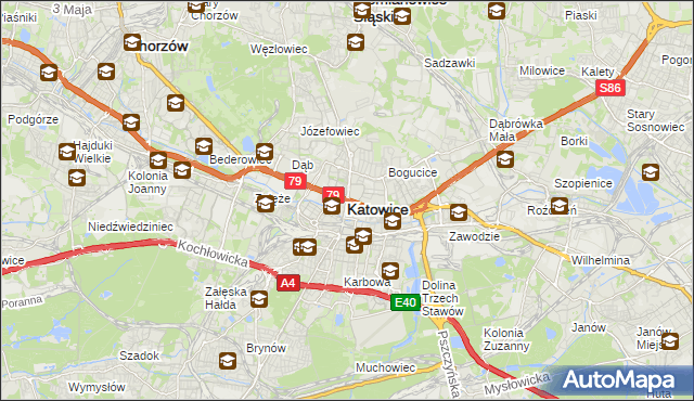 mapa Katowic, Katowice na mapie Targeo
