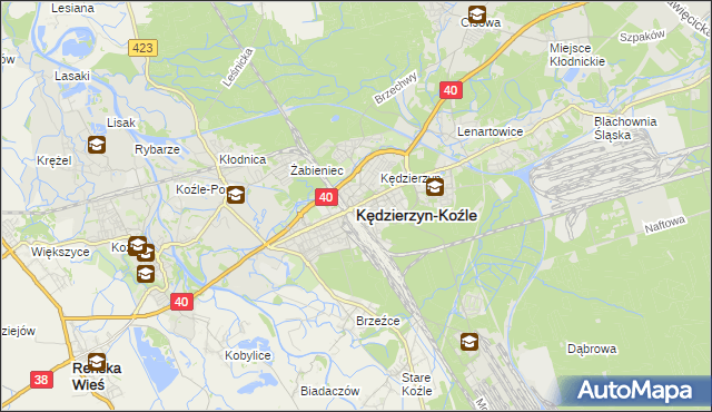 mapa Kędzierzyna-Koźle, Kędzierzyn-Koźle na mapie Targeo