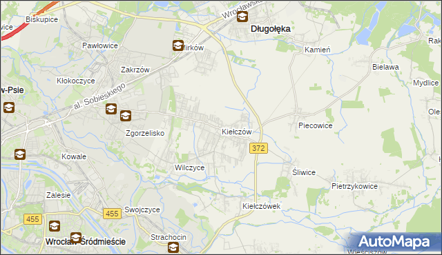 mapa Kiełczów, Kiełczów na mapie Targeo