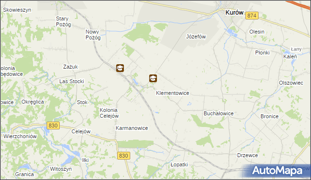 mapa Klementowice, Klementowice na mapie Targeo