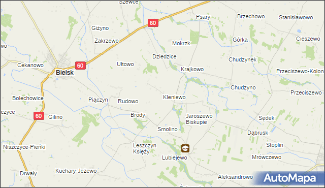 mapa Kleniewo gmina Bielsk, Kleniewo gmina Bielsk na mapie Targeo