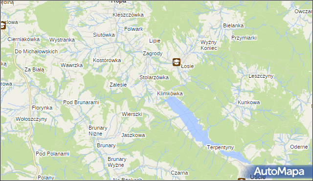 mapa Klimkówka gmina Ropa, Klimkówka gmina Ropa na mapie Targeo