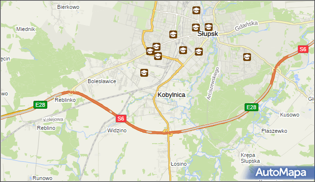 mapa Kobylnica powiat słupski, Kobylnica powiat słupski na mapie Targeo