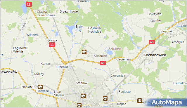 mapa Kochcice, Kochcice na mapie Targeo