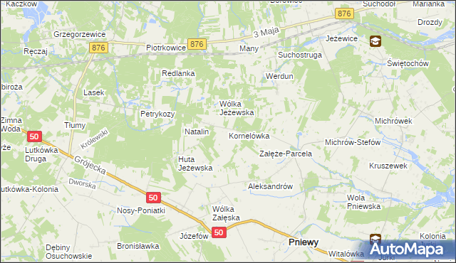 mapa Kornelówka gmina Pniewy, Kornelówka gmina Pniewy na mapie Targeo