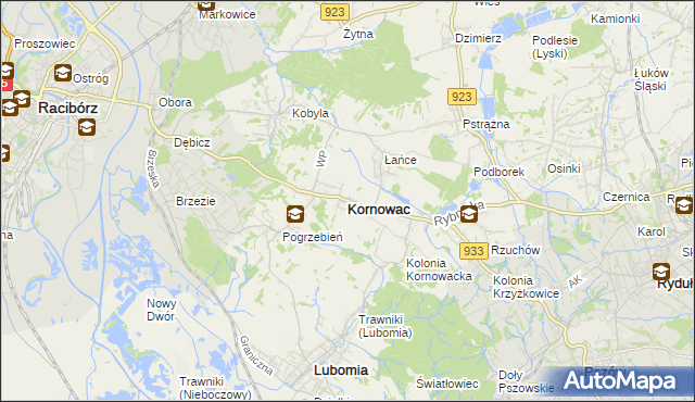 mapa Kornowac, Kornowac na mapie Targeo