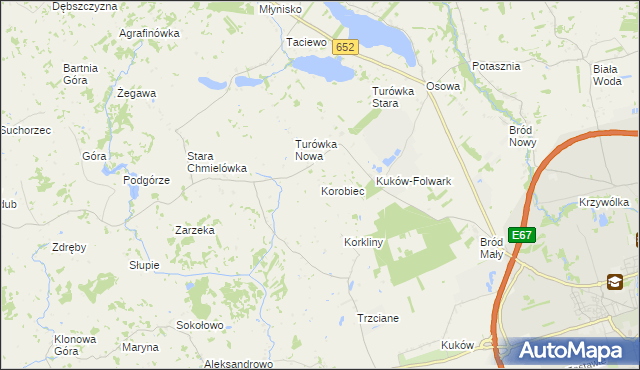 mapa Korobiec, Korobiec na mapie Targeo