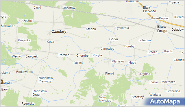 mapa Koryta gmina Biała, Koryta gmina Biała na mapie Targeo