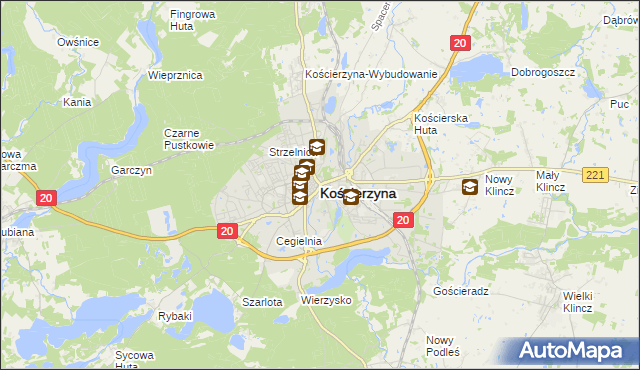 mapa Kościerzyna, Kościerzyna na mapie Targeo