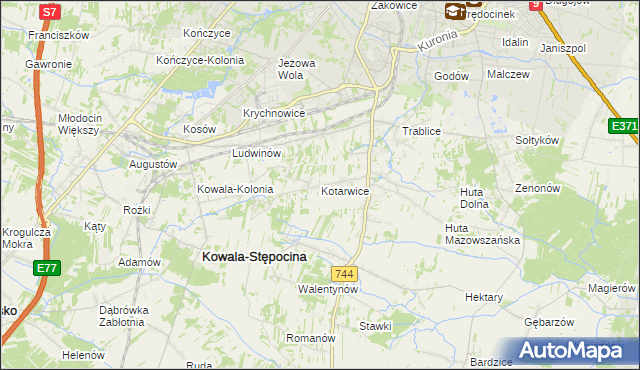 mapa Kotarwice, Kotarwice na mapie Targeo