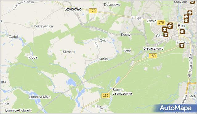 mapa Kotuń gmina Szydłowo, Kotuń gmina Szydłowo na mapie Targeo