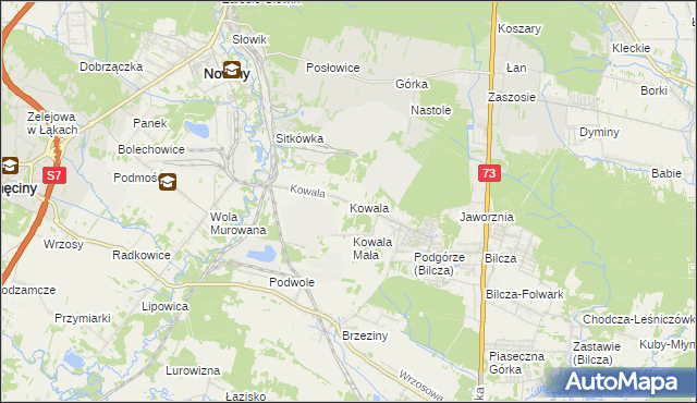 mapa Kowala gmina Sitkówka-Nowiny, Kowala gmina Sitkówka-Nowiny na mapie Targeo