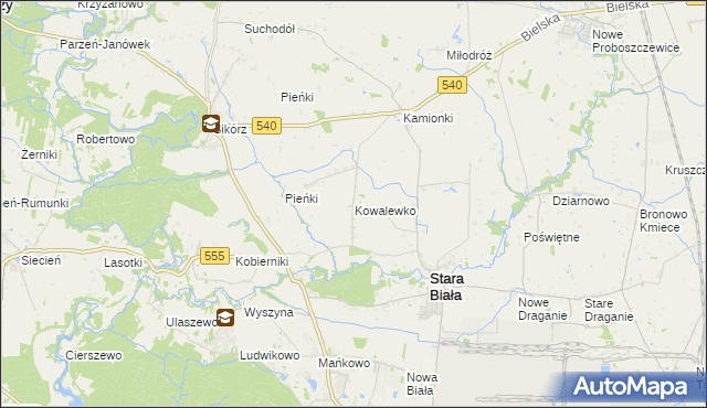 mapa Kowalewko gmina Stara Biała, Kowalewko gmina Stara Biała na mapie Targeo
