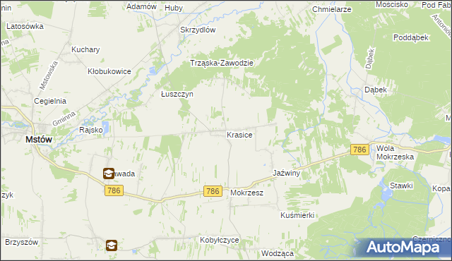 mapa Krasice gmina Mstów, Krasice gmina Mstów na mapie Targeo