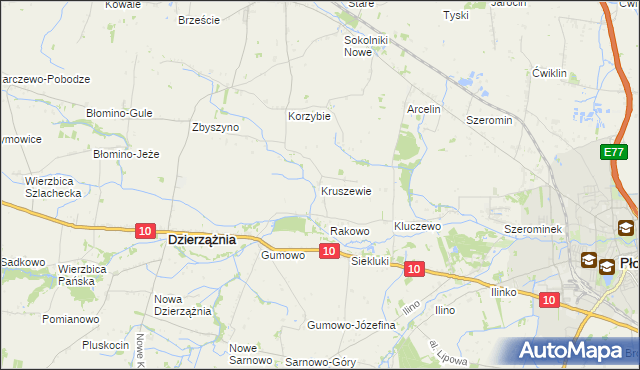 mapa Kruszewie, Kruszewie na mapie Targeo