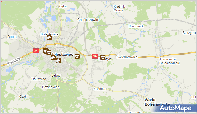 mapa Kruszyn gmina Bolesławiec, Kruszyn gmina Bolesławiec na mapie Targeo
