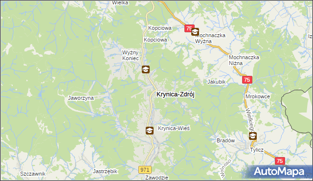 mapa Krynica-Zdrój, Krynica-Zdrój na mapie Targeo