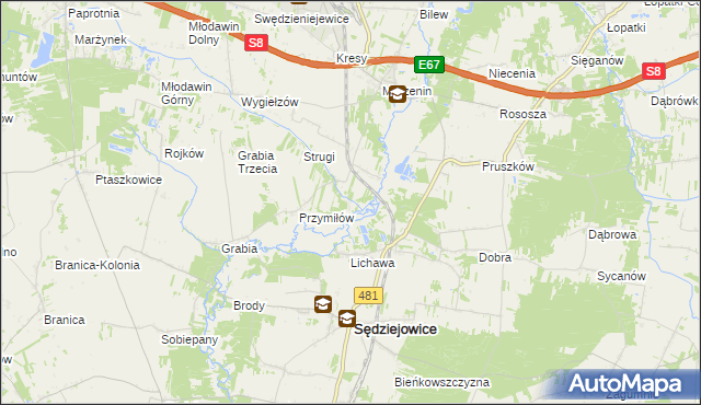 mapa Kustrzyce, Kustrzyce na mapie Targeo